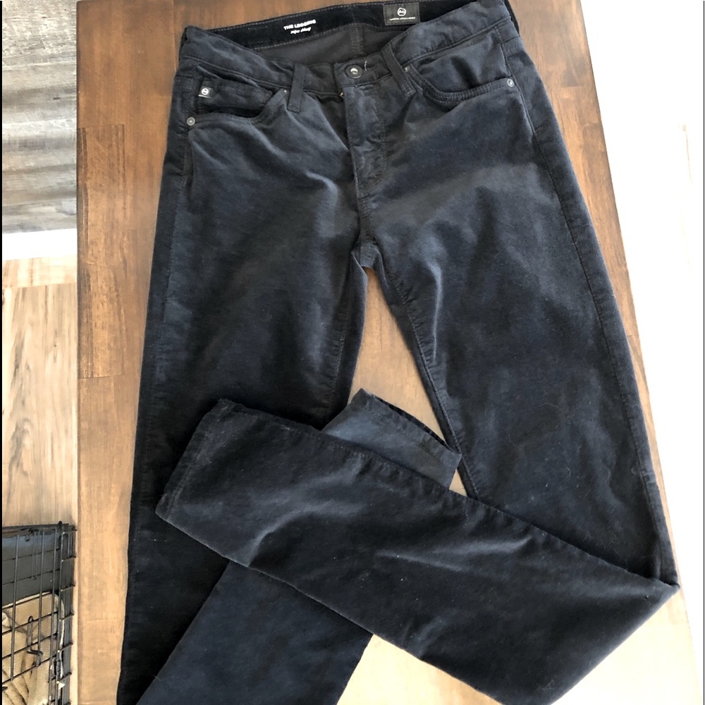 AG The Legging Black Velvet Pants Super Skinny 24